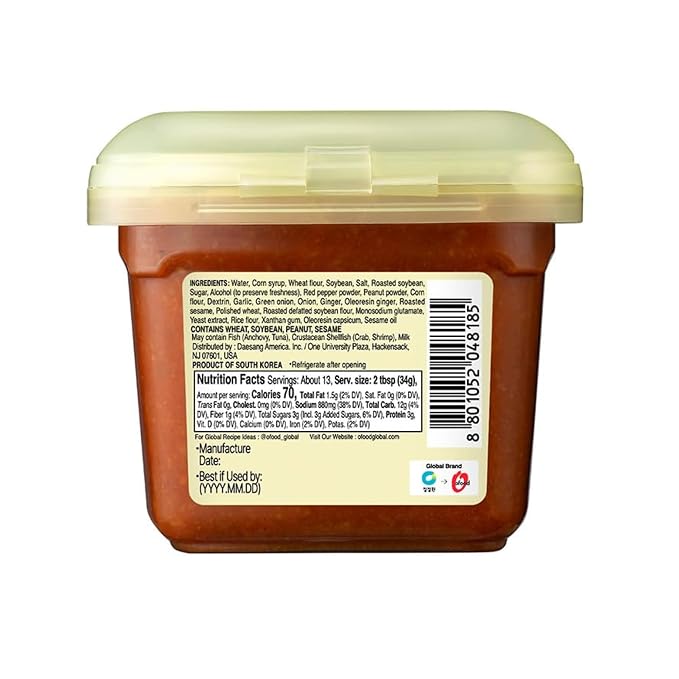 Ssamjang Korean Soybean Paste Sauce [Spicy | 1.0 lb (500g)] for BBQ, Lettuce Wraps, Rice, Vegetables, and Meat | Korean Flavor, Bold & Savory - O’food