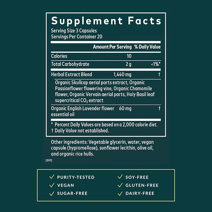 Gaia Herbs Calm A.S.A.P. - Stress Support Supplement with Skullcap, Passionflower, Chamomile, Vervain, Holy Basil & More - Supports Calm* - 60 Vegan Liquid Phyto-Caps (20 Servings)