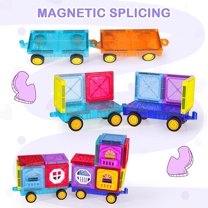 ShowyLive 4 Piece Car Truck Construction Kit Toy Set, Educational and Creative Toy for Boys and Girls Ages 3+