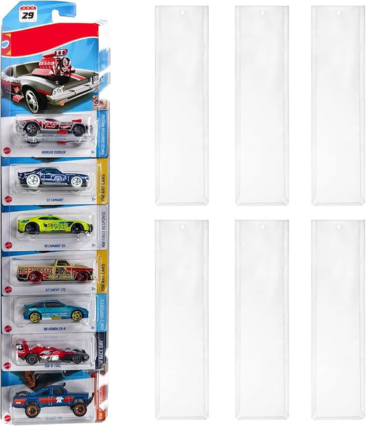 6 Pack Clear Model Car Display Case - Holds up to 60 Cars, Compatible with Hot-Wheels Packaged Diecast Blister, Toy Storage Organizer Wall Mount Display Case
