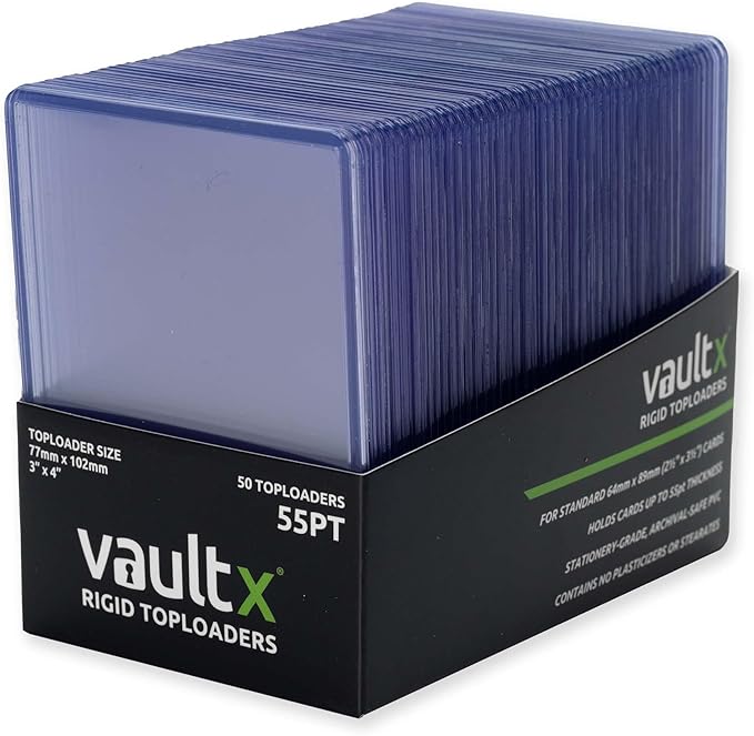 Vault X Toploaders 55pt (50 Pack), 3" x 4" Seamless Clear Rigid Card Holders for Trading Cards TCG