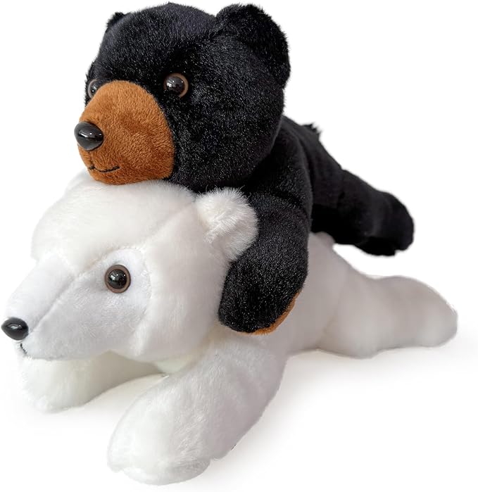 Stuffed Animal for Kids,8 inch Realistic Animal Plush Toy Lying Down Posture Animals,Plush for Boys Girls Adult Birthday Hug Teaching(S-Black Bear)
