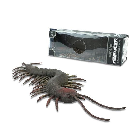 Reptile Figurine Soft Rubber Toy, Tropical Jungle Animals with Centipede, TPR Super Stretch Toy for Kids, Perfect for Gifts, Party Favors, and School Projects (Centipede)