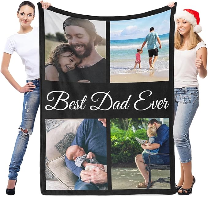 inkArts Custom Blanket with Photo, Personalized Blanket, Customized Photo Blankets, Customizable Blankets, Personalized Fathers Day Blanket Gifts for Dad Baby Kid Family Pet