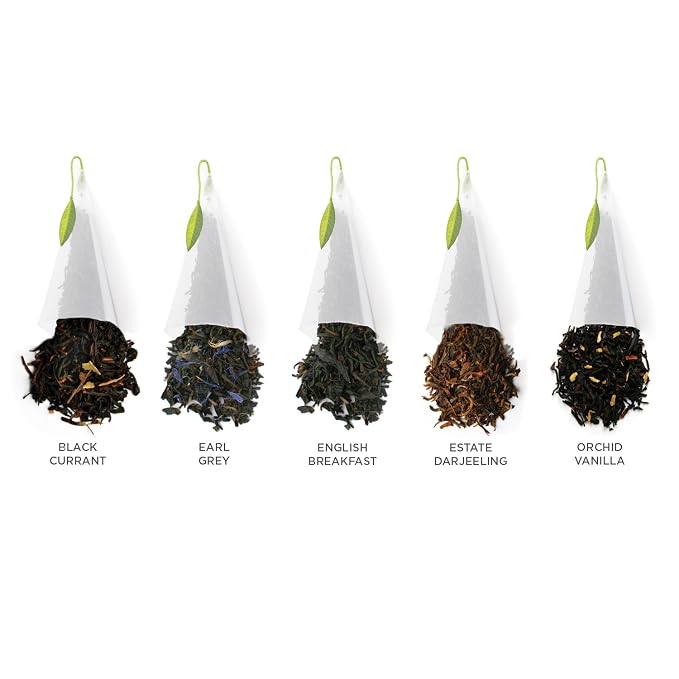 Tea Forte Premium Presentation Box Gift Set Sampler, 20 Count, Assorted Blends Individually Wrapped Handcrafted Pyramid Infuser Bags, Black Tea