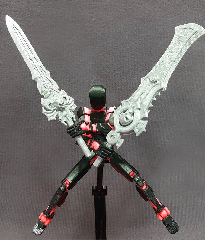 T13 (Assembly Completed) 3D Printed Action Figure,Dummy 13 Robot Action Figure, T13 Collectible Action Figure Articulated, for Collectors Desktop Decorations, muñeco de acción (Black Red)