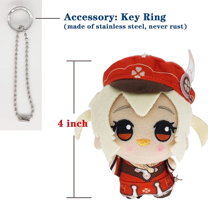 KOOLIYA Small Size Genshin Impact Figure Plush Doll - Klee (4 inch), Keychain Anime Figure Soft Stuffed Gift for Game Fans (Klee)