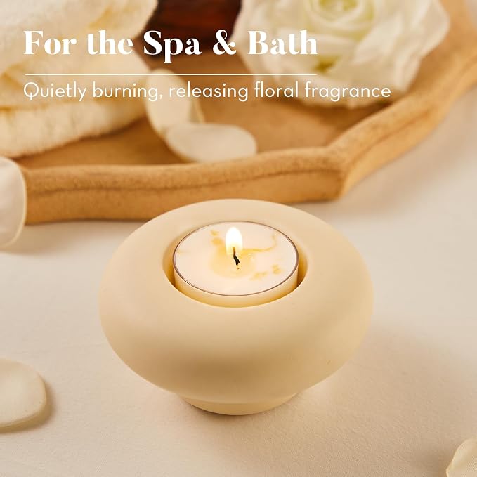Ashlux 4-Hour Acrylic Jasmine Soy Wax Scented Tea Lights, 8 Pack Bulk | 4 Hour Long Burning, Non-Paraffin, Smokeless, For Weddings, Table Centerpieces, Home Decor & Christmas