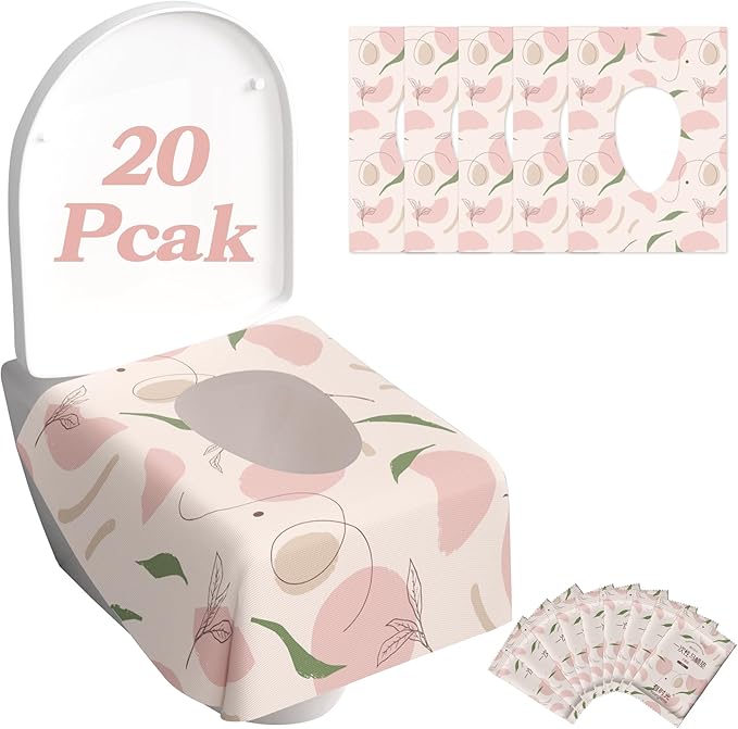 Toilet Seat Covers Disposable,Individually Wrapped for Travel,Full Coverage Extect Large Potty Training Cover for Kids,Peach,20 Packs