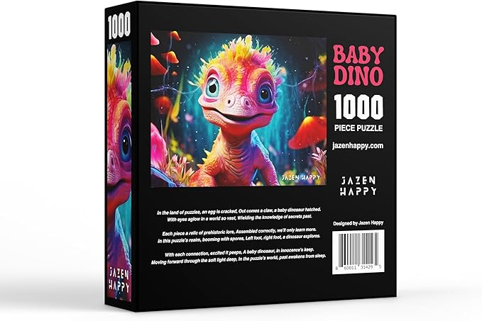 Challenging Jigsaw Puzzle for Adults and Families - 1000 Pieces - Baby Dinosaur - Jazen Happy - 27x20 inch - Poster Included Puzzle