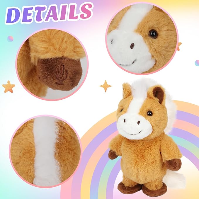Easfan Talking Pony Repeats What You Say Walking Singing Stuffed Animal Electric Interactive Plush Toy Funny Animated Toy Mimicking Speaking Birthday for Kids Toddlers,9''