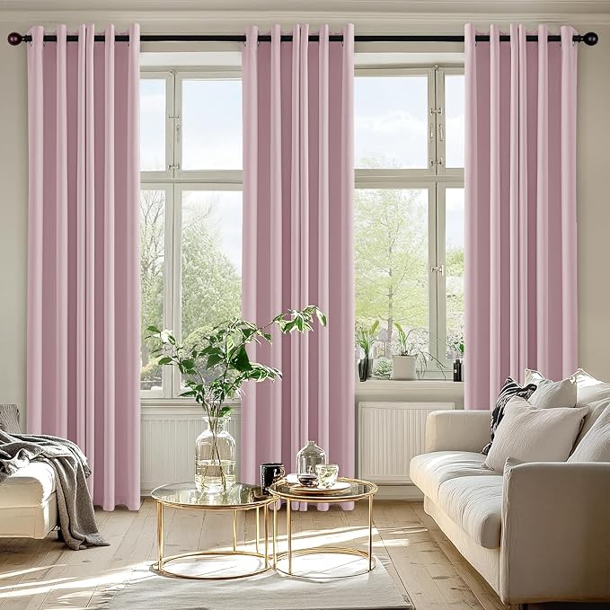 MIULEE Blackout Curtains for Bedroom 2 Panels 40 x 84 Inch Long Blush Pink | Thermal Insulated, Living Room Darkening Grommet Drapes, Noise Reducing, Light Blocking Window Treatments