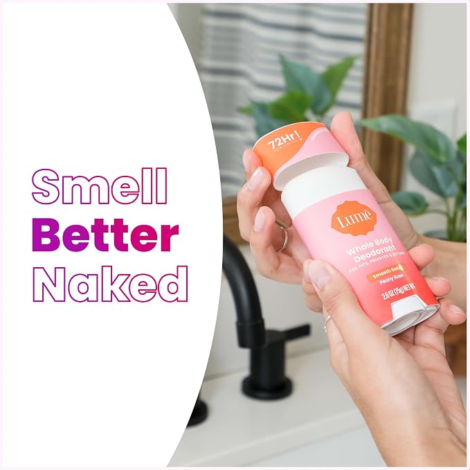 Lume Whole Body Deodorant - Smooth Solid Stick - 72 Hour Odor Control - Aluminum Free, Baking Soda Free and Skin Safe - 2.6 Ounce (Pack of 2) (Peony Rose)