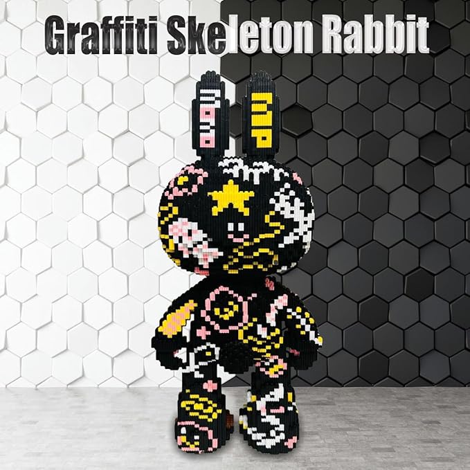 Animal Graffiti Skeleton Rabbit Micro Building Blocks Set（8000PCS 55cm High Series） Gift for Adults and Kids