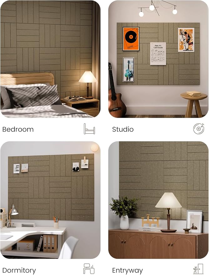 Fluxynara 48" x 36" Large Felt Bulletin Board, Earth Brown | 12 Pack Cork Board Alternative with 60 Safe Adhesive Tabs, Pin Boards for Wall Decor, Home, Office, Classroom,Dorm