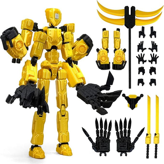 8Inch T13 Action Figure Assembly Completed, T13 Multi-Jointed Movable Robot Action Figure Set,Collectors Desktop Decorations for Game Lovers Toys (Yellow)