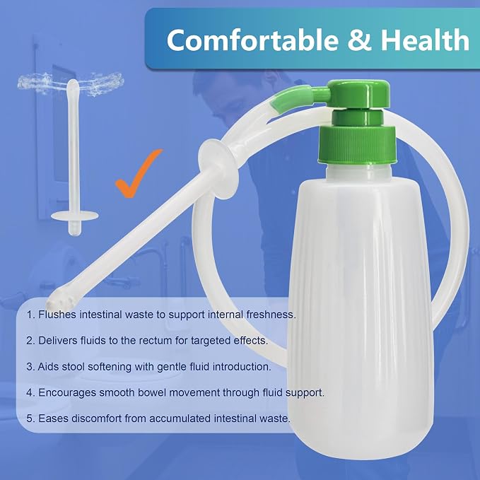 Multifunctional Intimate Cleaner 350ML - Enema Kit & Vaginal Irrigator with Travel Bag, BPA-Free Pump Sprayer for Personal Cleansing, Leak-Proof & Easy-Press Design (350ML+1Nozzle)