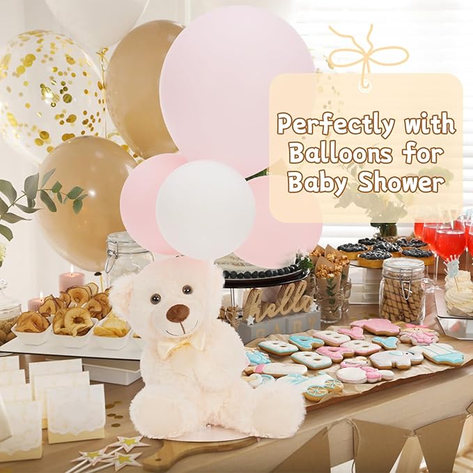 MorisMos 10Pcs Teddy Bears Bulk Baby Shower, 14inch Cute Teddy Bear Stuffed Animals Plush, Small Stuffed Bears on Centerpiece Baby Shower, White