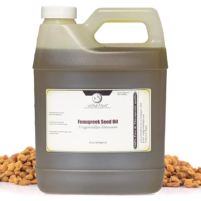 uh*Roh*Muh Premium Egyptian Organic Fenugreek Carrier Oil - USDA Certified, Pure & Unadulterated - Perfect for Hair, Skin Care & Aromatherapy - 100% Natural 32 fl oz (Net Wt. 0.86 kg / 1.9 lb)