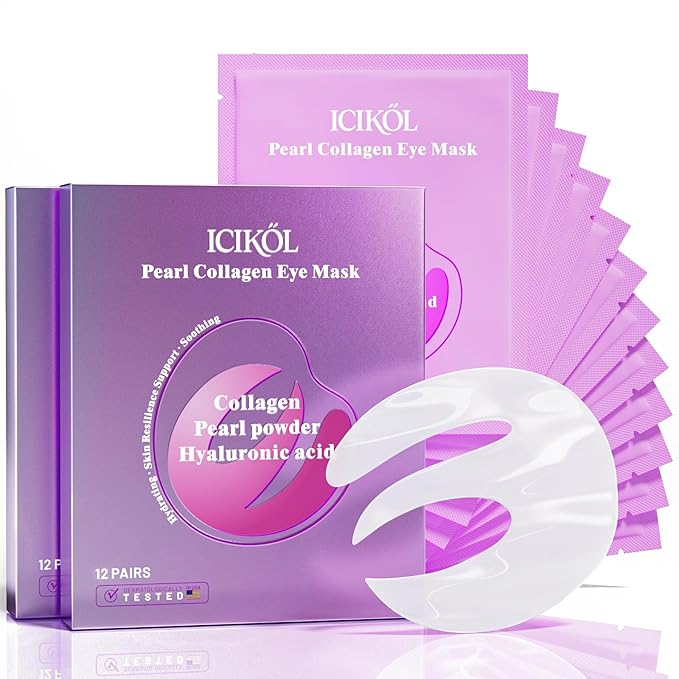 Under Eye Patches with Collagen, Eye Patches for Puffy Eyes and Dark Circles, 360° Under Eye Mask for Puffiness, Wrinkles, Fine Lines, Gifts for Women - Skin Care, 24 Pairs (White)