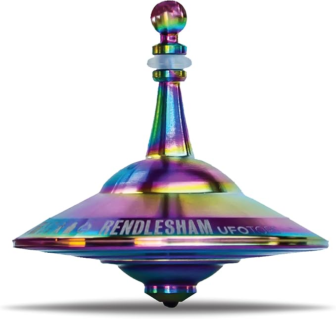UFO Tops Rendlesham - Metal Spinning Fidget Toy Top - Inspired by The Documented 1980 UFO Sighting in Rendlesham, England - Stainless Steel