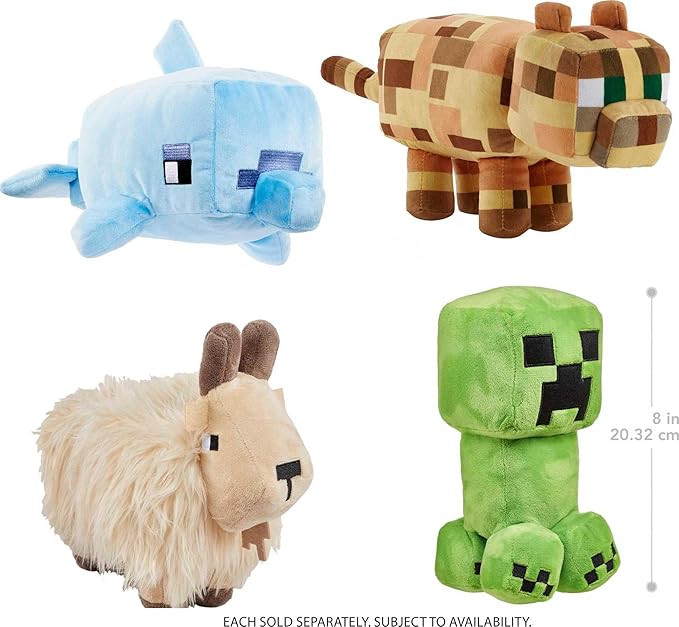 Mattel Minecraft Basic Plush Toy, Goat Soft Doll, 8-inch Collectible Inspired by a Fan-Favorite Character from the Video Game