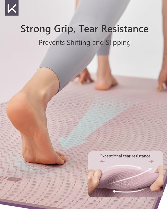 KEEP Yoga Mat 7mm Thick Non Slip - Extra Cushion TPE Exercise Mat for Home Workout & Pilates, Eco Friendly Knee Protection, 72"x24" Large Fitness Mat with Carrying Strap
