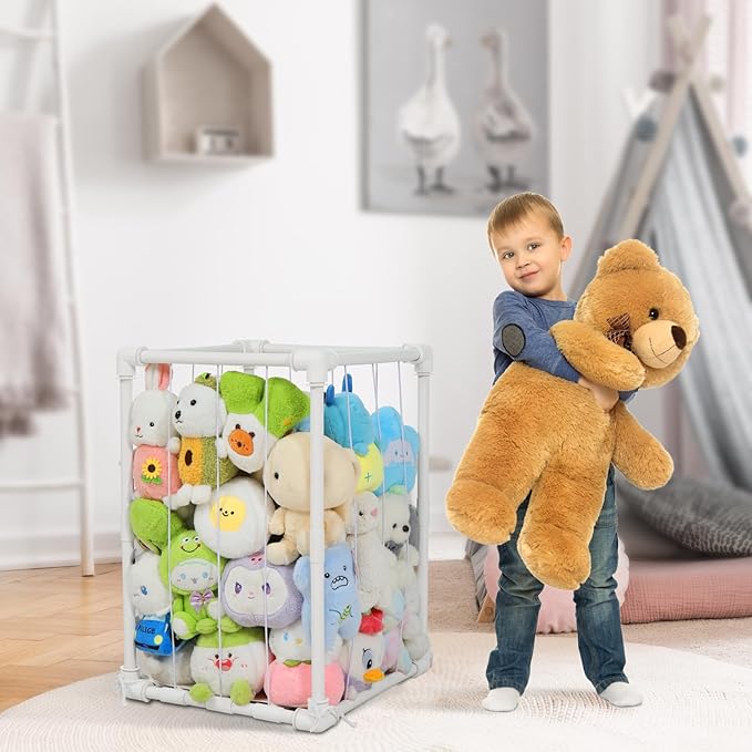 Stuffed Animal Storage Zoo Holder, PVC Stuffy Toy Organizer, 180L Vertical Plush Organizer, Stuffed Animals Cage for Nursery and Playroom
