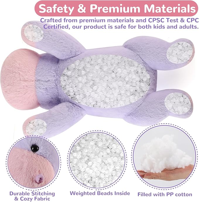 meowtastic Hippo Weighted Stuffed Animals - 12 Inch 1.0 Pounds Weighted Plush Hippo Stuffed Animals - Small Toys Pillow - Cute Plush Toys Gifts for Kids & Adults (12" 1.0 lbs)
