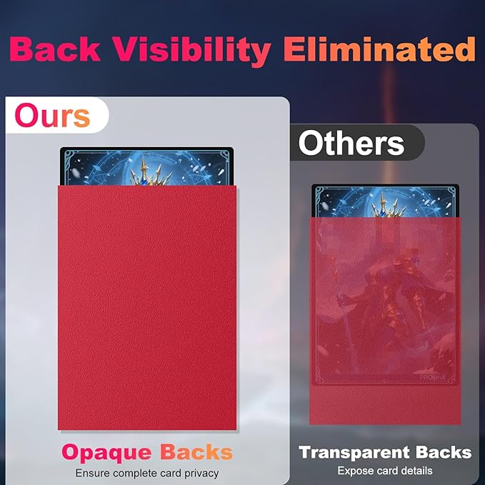 200 Pack Card Sleeves, Matte Dual Trading Card Sleeves with Opaque Back & Smooth Shuffle, Tear Resistant Card Protectors for MTG, TCG and Game Cards (Angry Red)