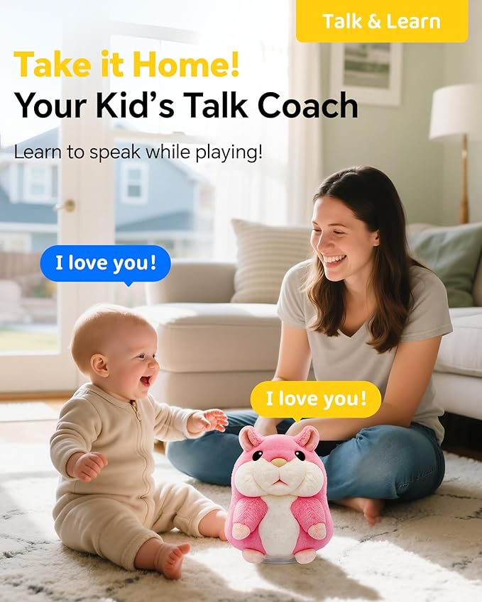 Talking Hamster Repeats What You Say,2025 Top Christmas Funny Gifts,Toddler Toys for Ages 2-4 5-7 8-13 Girls Stocking Stuffers for Kids Interactive Dolls,Popular Stuffed Animal Plush Toy Pink