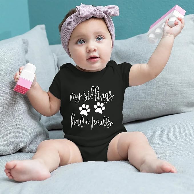 listery My Siblings Have Funny Paws Bodysuit Have Paws Baby Bodysuit Baby Paws Romper Dog Baby Bodysuit