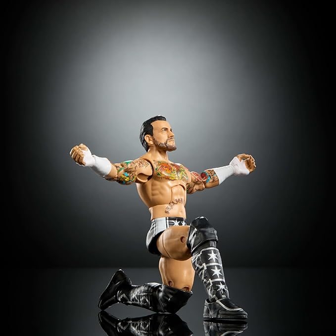 Mattel WWE Elite Action Figure & Accessories, Series #124 Set, 6-inch Collectible CM Punk with 25 Articulation Points & Swappable Hands