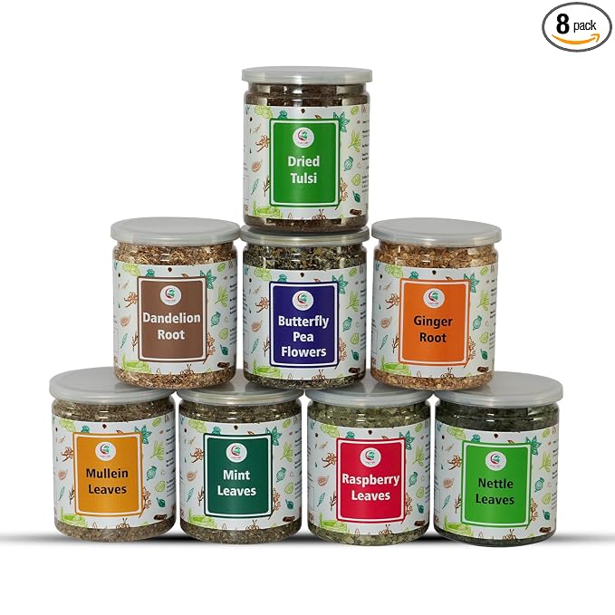 Loose Leaf Tea Set | Upto 450 Servings | Set of 8 teas for Wellness and Flavor Enthusiasts | Experience Blissful Infusion & Refreshing Aromatic Teas! | 100% Natural Ingredients | by Yogi's Gift®