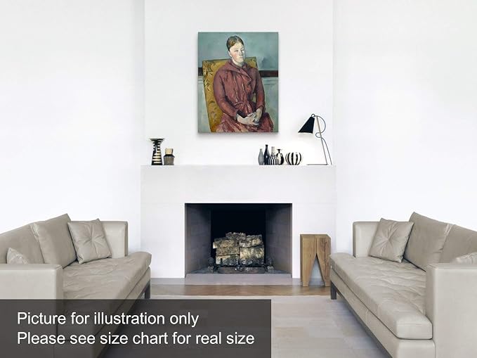 Niwo ART - Madame Cezanne in a Yellow Chair, World's Most Famous Paintings Series, Canvas Wall Art Home Decor, Gallery Wrapped, Stretched, Framed Ready to Hang (20"x16"x3/4")