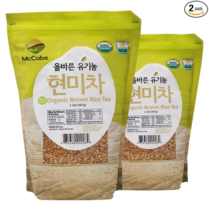McCabe Organic Brown Rice Tea - Roasted Brown Rice Tea Korean | Rich in Fibers and Minerals | USDA and CCOF Certified Organic | Product of USA | 2 Lbs (32 Oz) Pack of 2