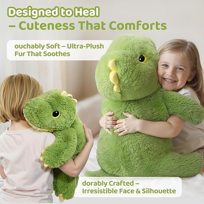 Weighted Stuffed Animals with Microwavable Heating Pad - 5lb Adjustable, Heatable & Coolable Dinosaur Plush for Relaxation, Removable Inner Pad, Plush Gift for Kids Adults (23 Inch)