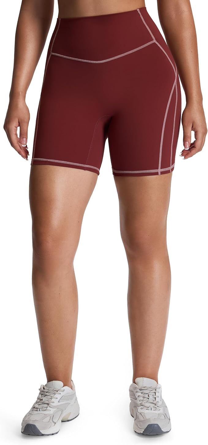 Aoxjox Lexi Lined Workout Biker Shorts for Women Tummy Control High Waisted Exercise Athletic Gym Running Yoga Short 6"