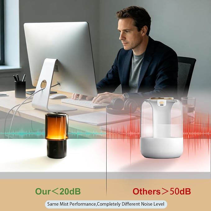 Essential Oil Diffuser 130ML, Aromatherapy Diffuser with LED Mood Lighting 2 Mist Mode, Ultrasonic Mist Humidifier for Car Home Office Bedroom ﻿ (Black)