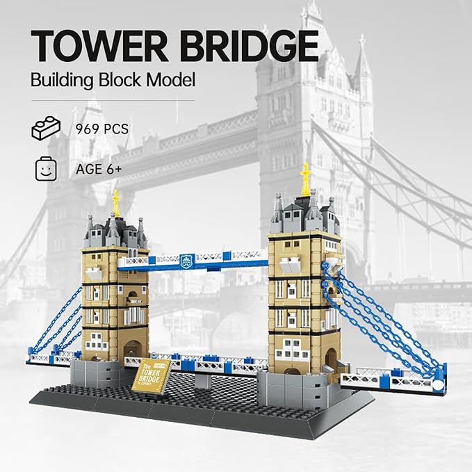 London Tower Bridge Architecture Mode Building Block Sets,Famous Landmark Series Gifts for Adults and Kids