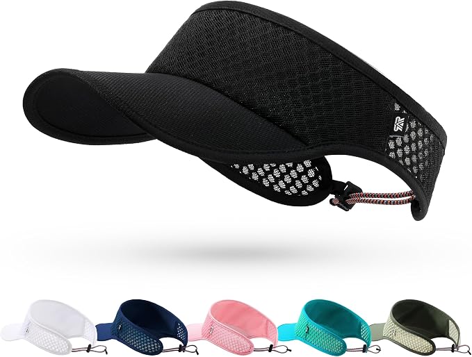 Mesh Breathable Sports Visor - Men Women Adjustable Lightweight Quick Dry Sun Hat for Tennis, Golf, Running