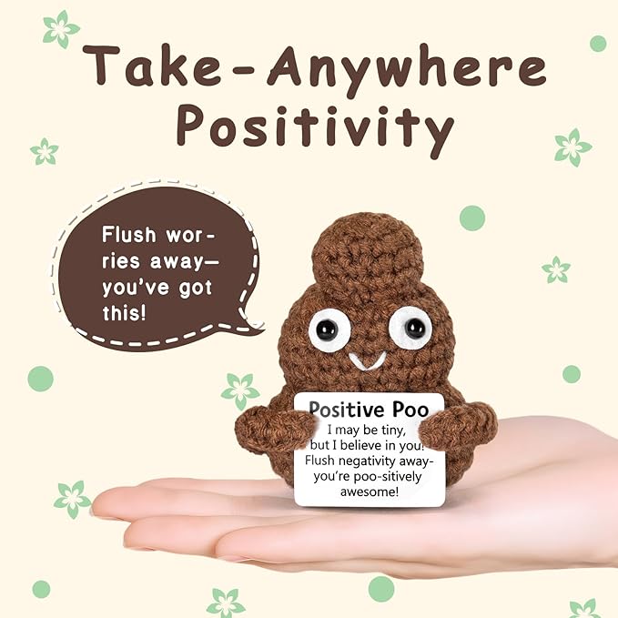 Emotional Support Crochet, Positive Crochet Poo, Encouragement Gifts for Women Men Birthday Christmas Self Care Friends Coworkers Relaxation Gift Desk Home Fall Decor Inspirational Support