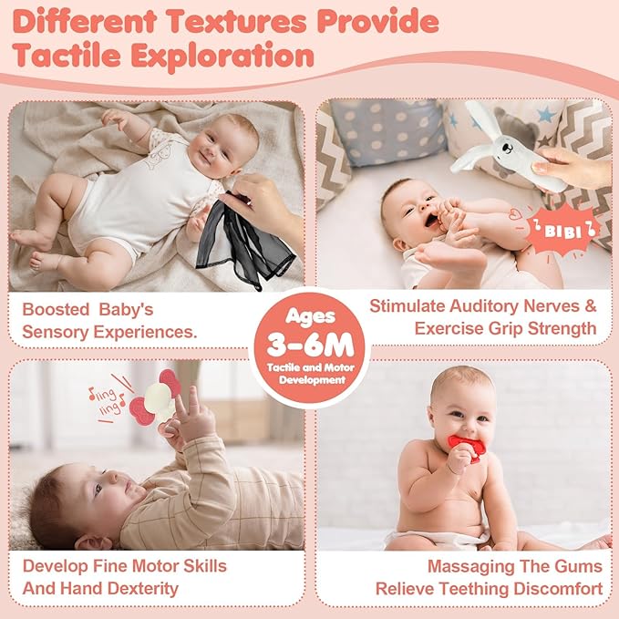 URMYWO 10 Pcs High Contrast Black and White Baby Toys for Newborn, Tummy Time Mirror, Rattle, Teether, Visual Stimulation Learning Cards, Sensory Toys for 0-6 Months, Baby Boy Girl Valentines Gifts