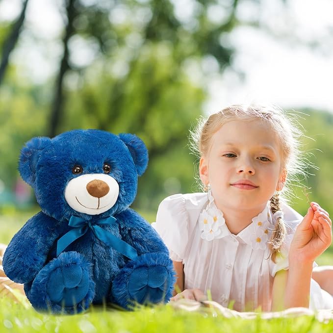 Super Color Teddy Bear Stuffed Animals Plush Toy for Children Girlfriend Family Congratulations Baby Shower Birthday Royal Blue 14 inch