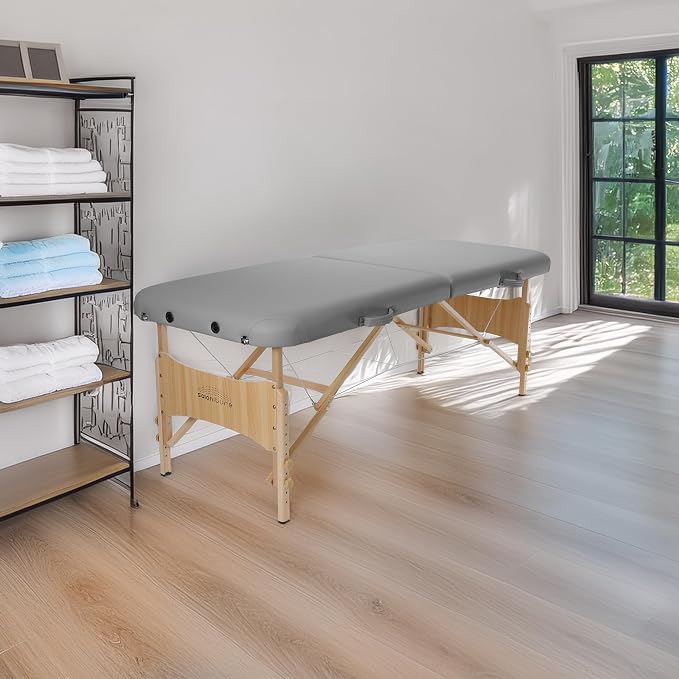 Saloniture Basic Portable Folding Massage Table - Light Gray