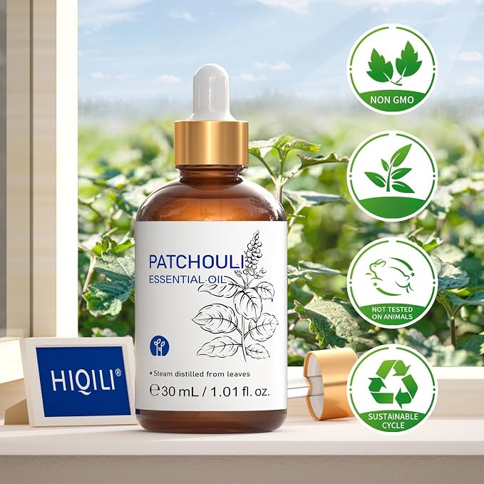 HIQILI Patchouli Essential Oil, for Diffuser, Homemade Perfume, Skin Care, Aromatherapy, Gift for Hippie Friend-30ML | for Diffuser Aromatherapy,Skin Care,Homemade Perfume,Ideal Gift Choice,Large-30mL/1.01 fl.oz
