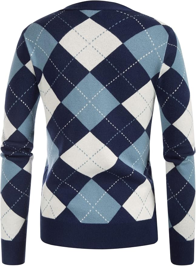 GRACE KARIN Womens Cardigan Sweater Fall Fashion Argyle Sweater Button Up Cardigan Teacher Outfits Preppy Clothes