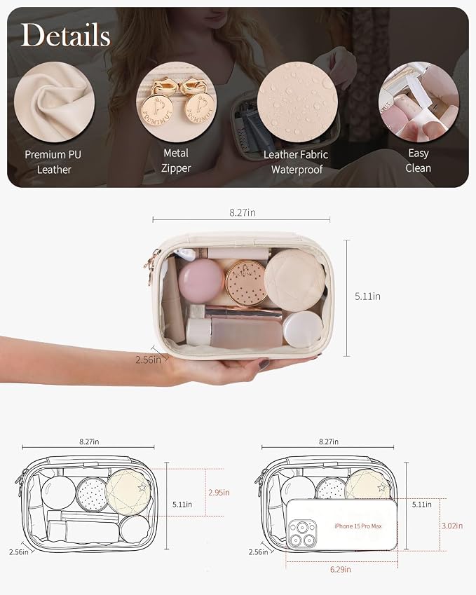 Pocmimut Small Makeup Bag,Clear Make Up Bag Organizer Cute Stuff Pouch Traveling Compact Toiletry Bag Car Bag for Travel Essentials,Pink