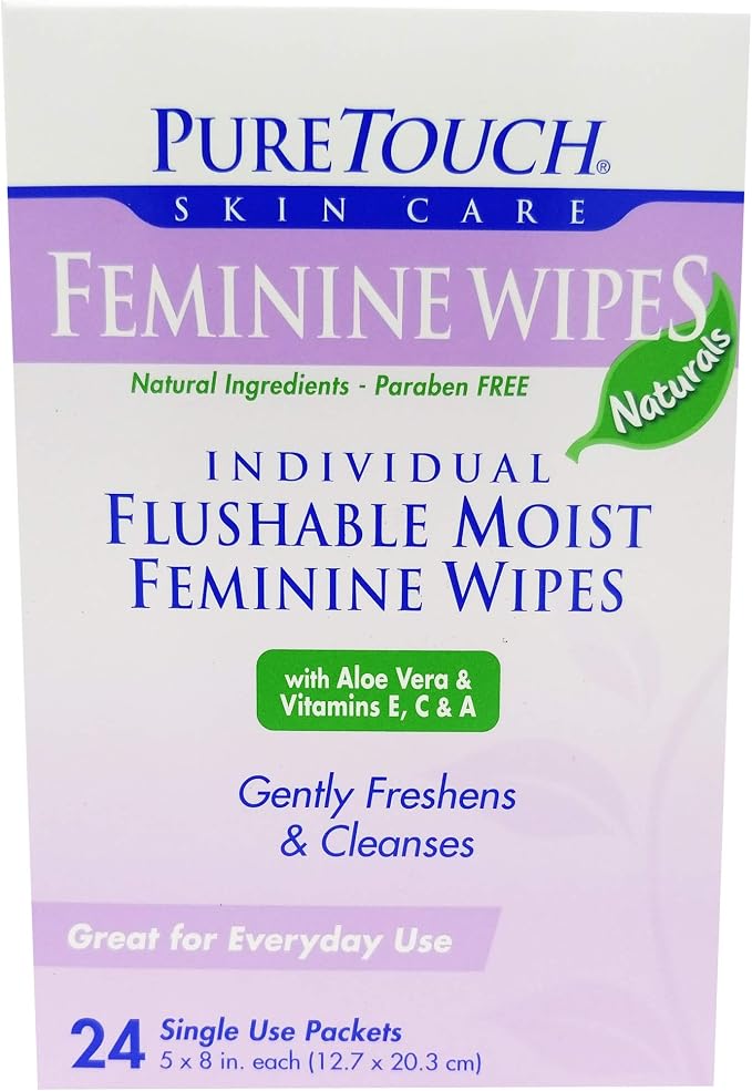Skin Care Feminine Flushable Wipes, 24 Count
