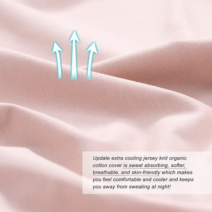 Meiz Pregnancy Pillow Cover, Cooling Pregnancy Pillow Cover U Shaped, Pregnancy Pillowcase Fit 55" x 31" Maternity Pillow, Jersey Cotton, Apricot